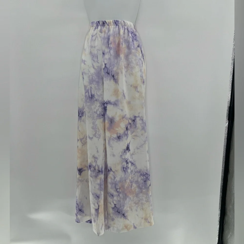 Boohoo Lilac Satin Tie Dye Pants Size 6
